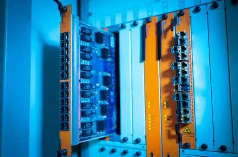 Core switch technology in network room place Stock Photos