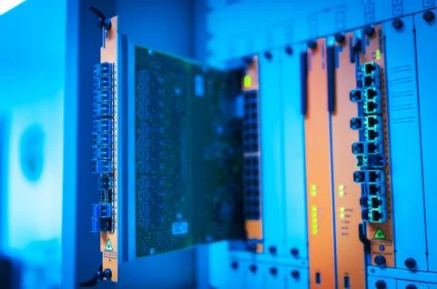 Core switch technology in network room place Stock Photos