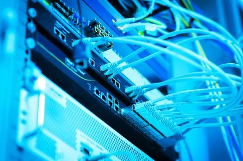 Core switch technology in network room place Stock Photos