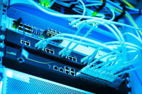 Core switch technology in network room place Stock Photos