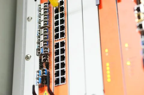 Core switch technology in network room place Stock Photos
