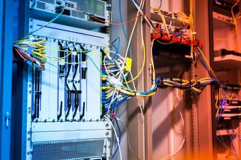 Core switch technology in network room place Stock Photos