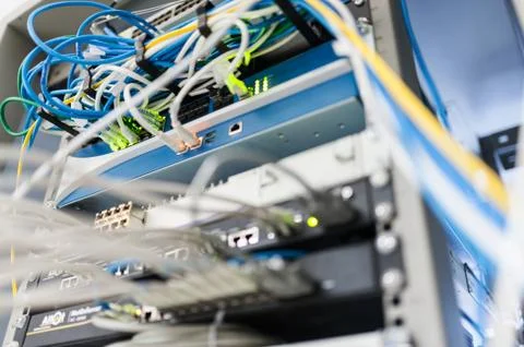 Core switch technology in network room place Stock Photos