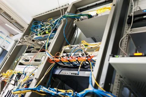 Core switch technology in network room place Stock Photos