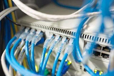 Core switch technology in network room place Foto stock