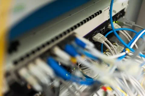 Core switch technology in network room place Stock Photos