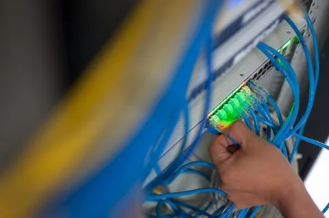 Core switch technology in network room place Stock Photos