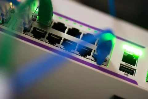 Core switch technology in network room place Stock Photos