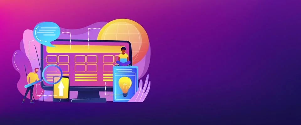 Core system development concept banner header. Illustrazione stock