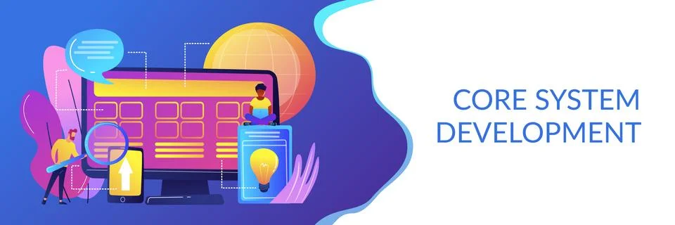 Core system development concept banner header. 스톡 일러스트