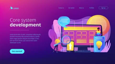 Core system development concept landing page. Illustrazione stock