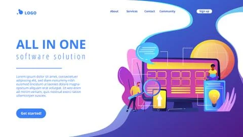 Core system development concept landing page. 스톡 일러스트
