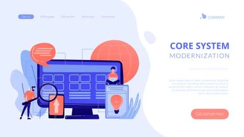 Core system development concept landing page. Illustrazione stock