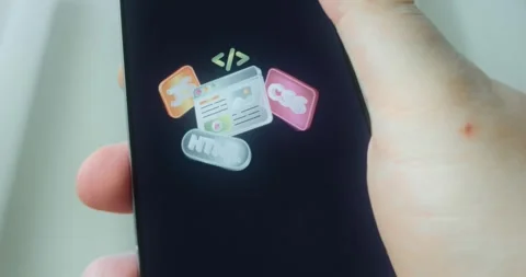 Core technologies icons used in web development, presentation Stock Footage 313443356