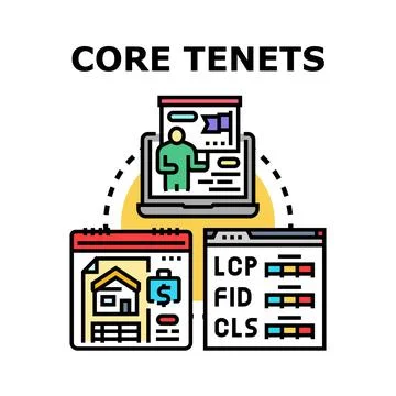 Core tenets concept presenting business principles Stock Illustration