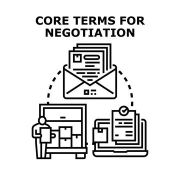 Core terms for negotiation process outline Stock Illustration