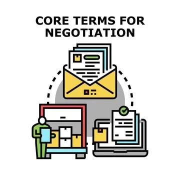 Core terms for negotiation process outline Stock Illustration