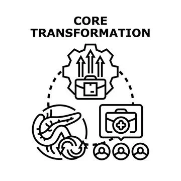 Core transformation concept improving business process Stock Illustration
