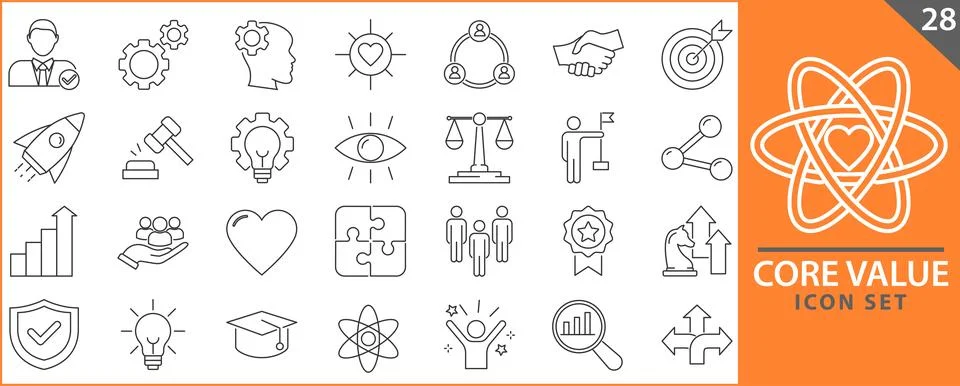 Core Value icon set Stock Illustration