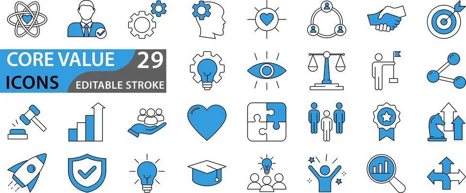 Core Value icon set Stock Illustration