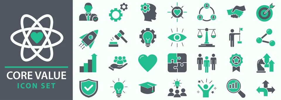 Core Value icon set Stock Illustration