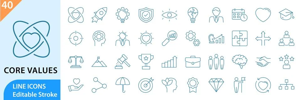 Core Value icon set Stock Illustration