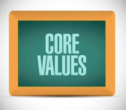 Core values board sign illustration design Ilustração Stock