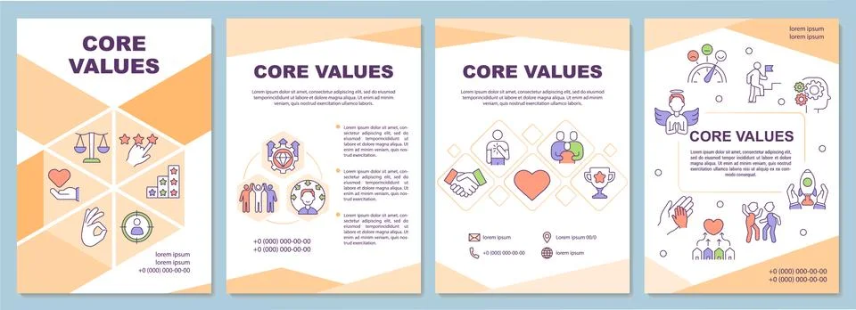 Core values brochure template Illustrazione stock