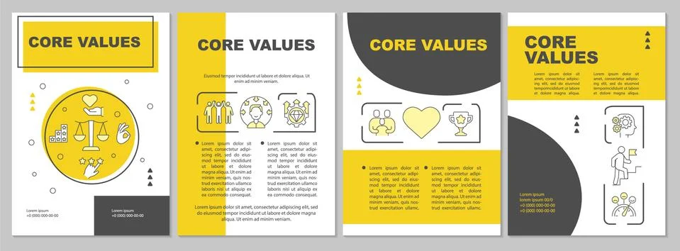 Core values brochure template Illustrazione stock