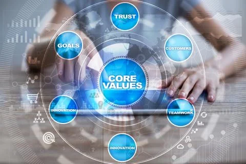 Core values business and technology concept on the virtual screen. Foto stock