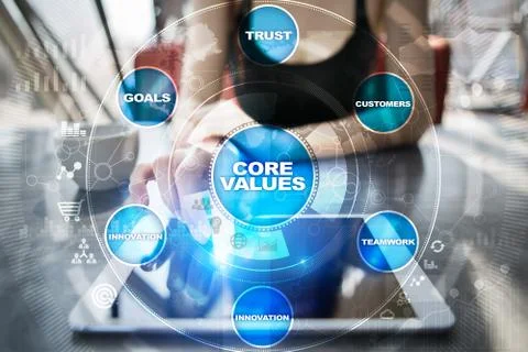 Core values business and technology concept on the virtual screen. Foto stock