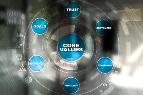 Core values business and technology concept on the virtual screen Фото