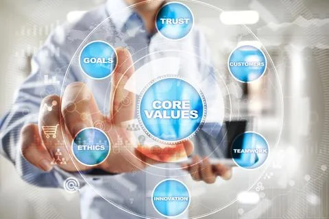 Core values business and technology concept on the virtual screen Stock Photos