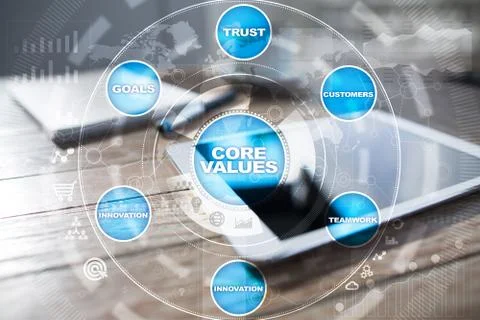 Core values business and technology concept on the virtual screen Foto stock