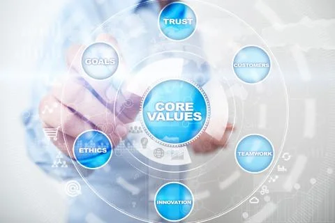 Core values business and technology concept on the virtual screen. Stock Photos