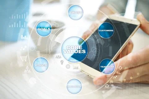 Core values business and technology concept on the virtual screen. Stock-Fotos