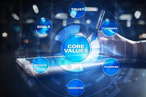 Core values business and technology concept on the virtual screen. Stock-Fotos