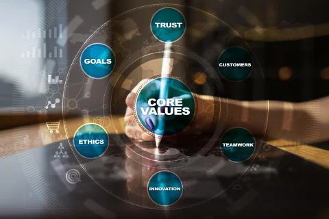 Core values business and technology concept on the virtual screen. Stock-Fotos