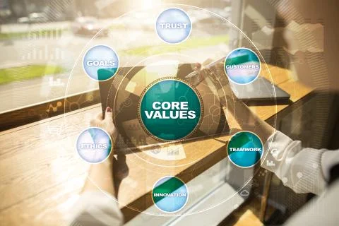 Core values business and technology concept on the virtual screen. Foto stock