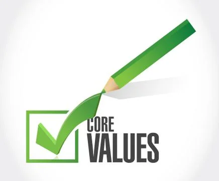 Core values check mark sign illustration design Ilustração Stock