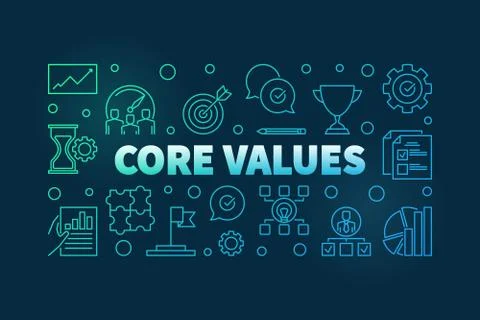 Core Values colored outline banner. Vector illustration イラスト素材