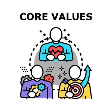 Core values concept illustrating corporate principles and ethics Stock Illustration