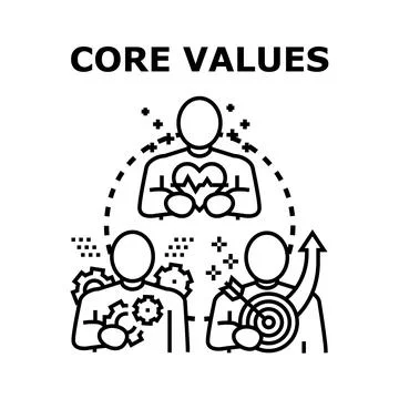 Core values concept illustrating corporate principles and ethics Stock Illustration