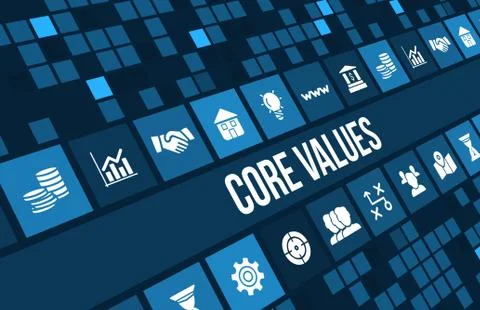 Core values concept image with business icons and copyspace. Stock Illustration
