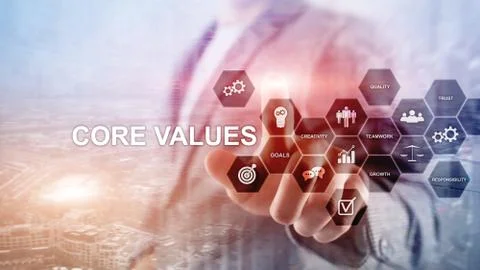 Core values concept on virtual screen. Business and finance solutions. Stock Illustration