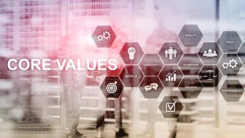 Core values concept on virtual screen. Business and finance solutions. Foto stock
