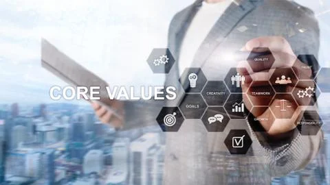 Core values concept on virtual screen. Business and finance solutions Foto stock