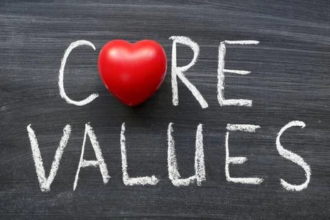 Core values core values phrase handwritten on the school blackboard Copyri... Stock Photos