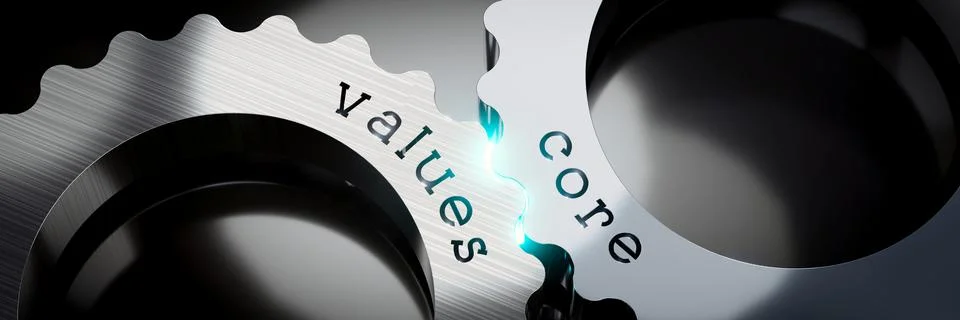 Core values - gears concept - 3D illustration Stock-Illustration