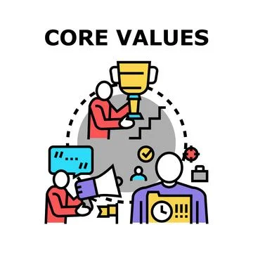 Core values guiding business strategy and success development Stock Illustration
